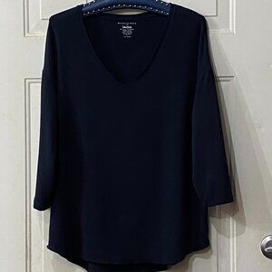 Majestic Paris For Neiman Marcus Soft Touch Black Knit Top 3/4 Sleeve Sz 3 (XL)